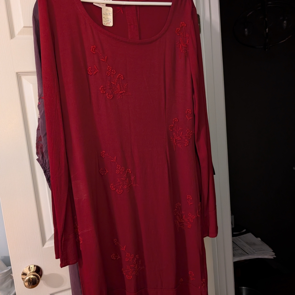 NWT Johnny Was Vintage Red Long Sleeve Dress